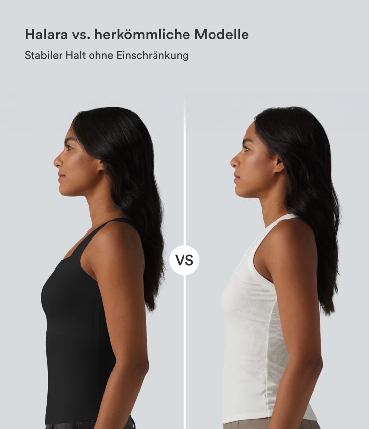 Lässiges Tanktop mit quadratischem Ausschnitt und integriertem BH - B-E Cups