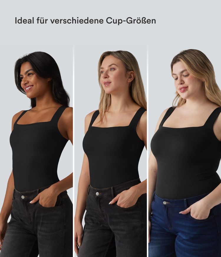 Lässiges Tanktop mit quadratischem Ausschnitt und integriertem BH - B-E Cups