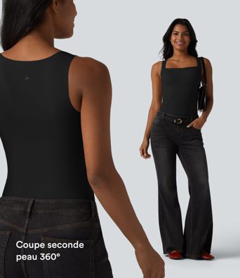 Débardeur décontracté col carré avec soutien-gorge intégré bonnets B-E