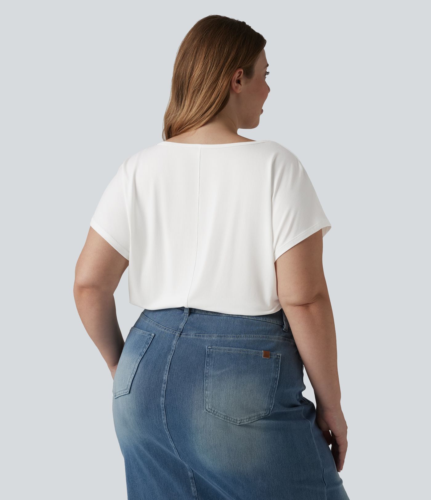 T-shirt z dekoltem w serek, krótki rękaw, casualowy, w dużych rozmiarach