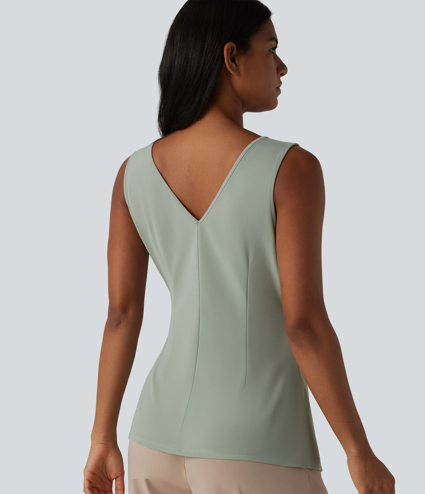 V-neck Sleeveless Asymmetric Hem Casual Shirt