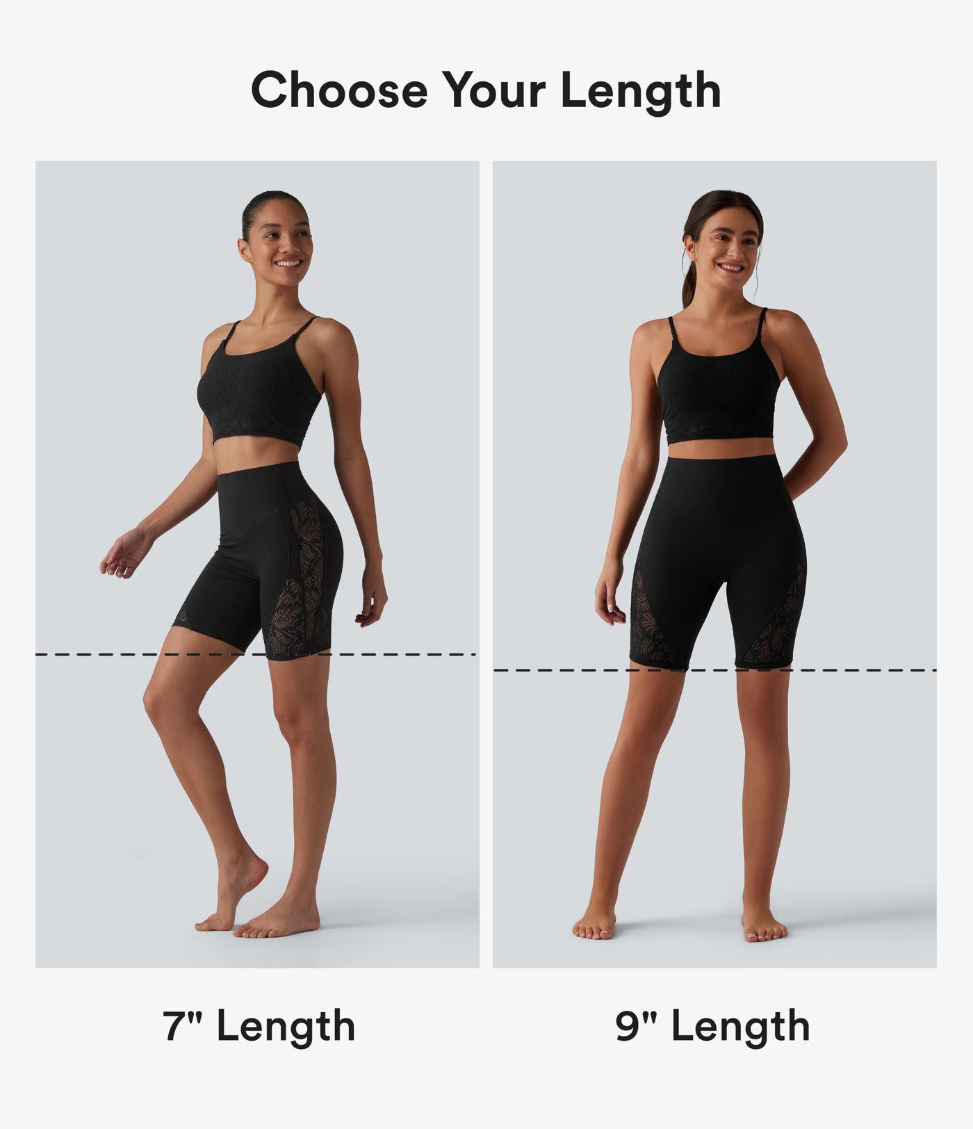 Short cycliste de yoga Halara UltraSculpt™ taille haute, gainant, en dentelle contrastée, 23 cm, avec poche