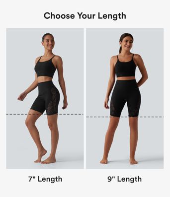 Short cycliste de yoga Halara UltraSculpt™ taille haute, gainant, en dentelle contrastée, 23 cm, avec poche