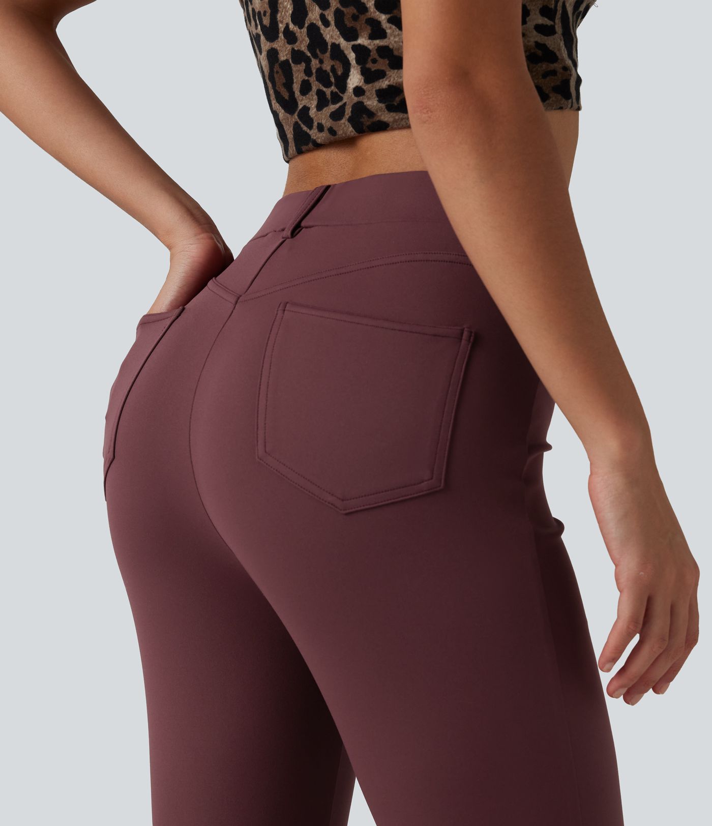 DayStretch High Waisted Contrast Lace Casual Cropped Leggings with Pockets