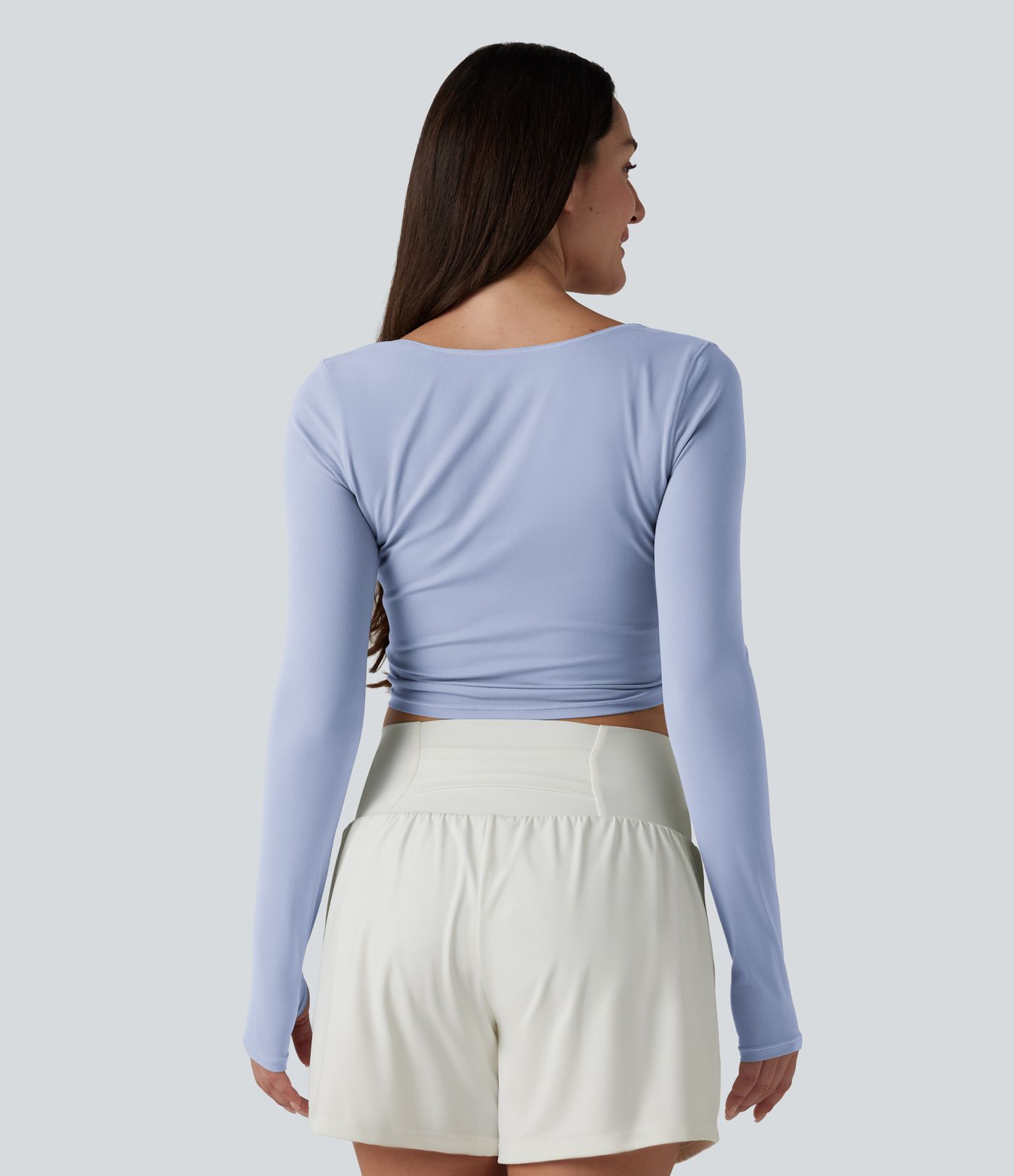 Haut casual SoftlyZero™ cache-cœur à manches longues avec passe-pouces, protection solaire UPF 50+