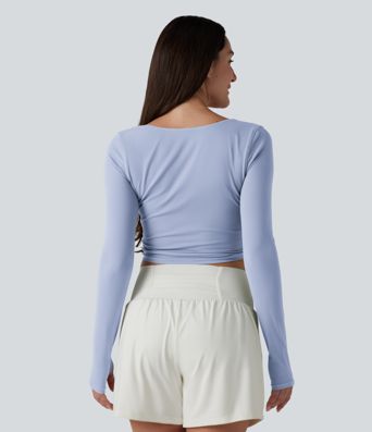 Haut casual SoftlyZero™ cache-cœur à manches longues avec passe-pouces, protection solaire UPF 50+