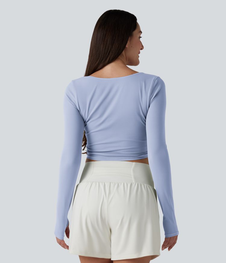 Haut casual SoftlyZero™ cache-cœur à manches longues avec passe-pouces, protection solaire UPF 50+