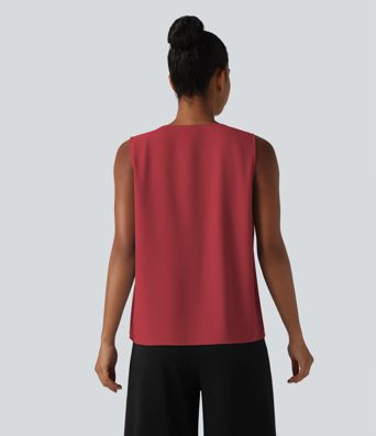 Chemisier de travail oversize sans manches col en V infroissable Chemisier de travail oversize sans manches col en V infroissable