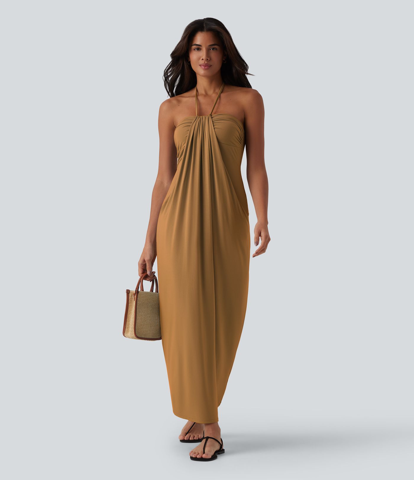 Halter Tie Back Maxi Dress with Pockets