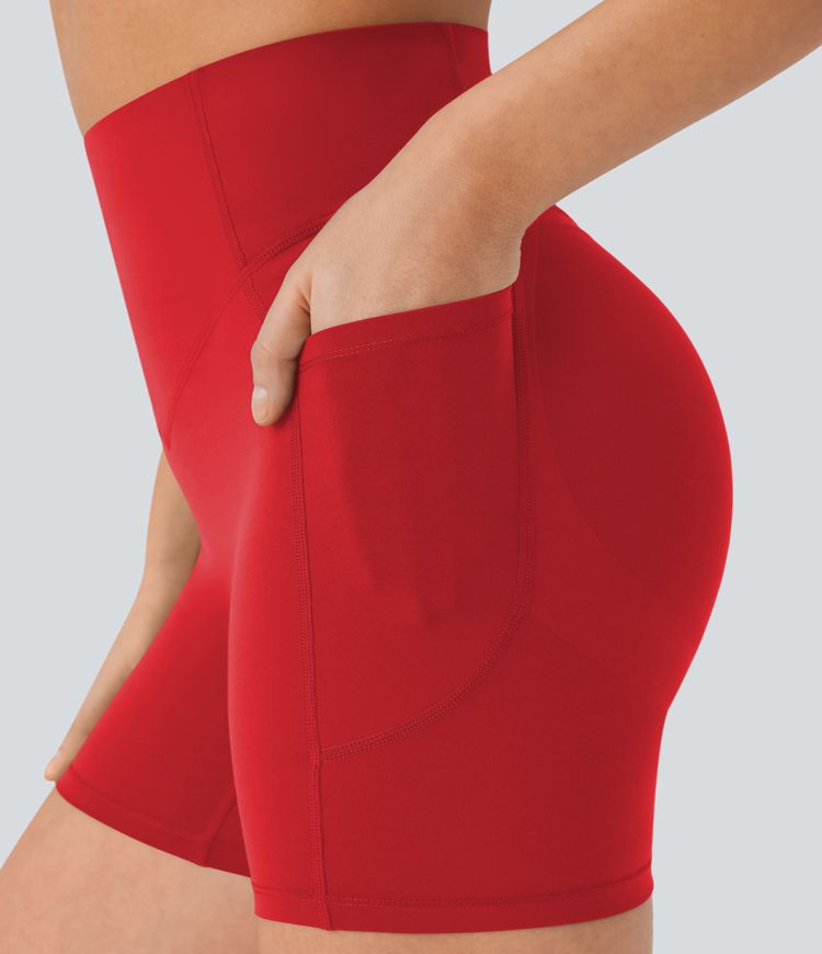 Halara UltraSculpt™ High Waisted Scrunch Butt Lifting Tummy Control Pocket Shaping Workout Biker Shorts 5''