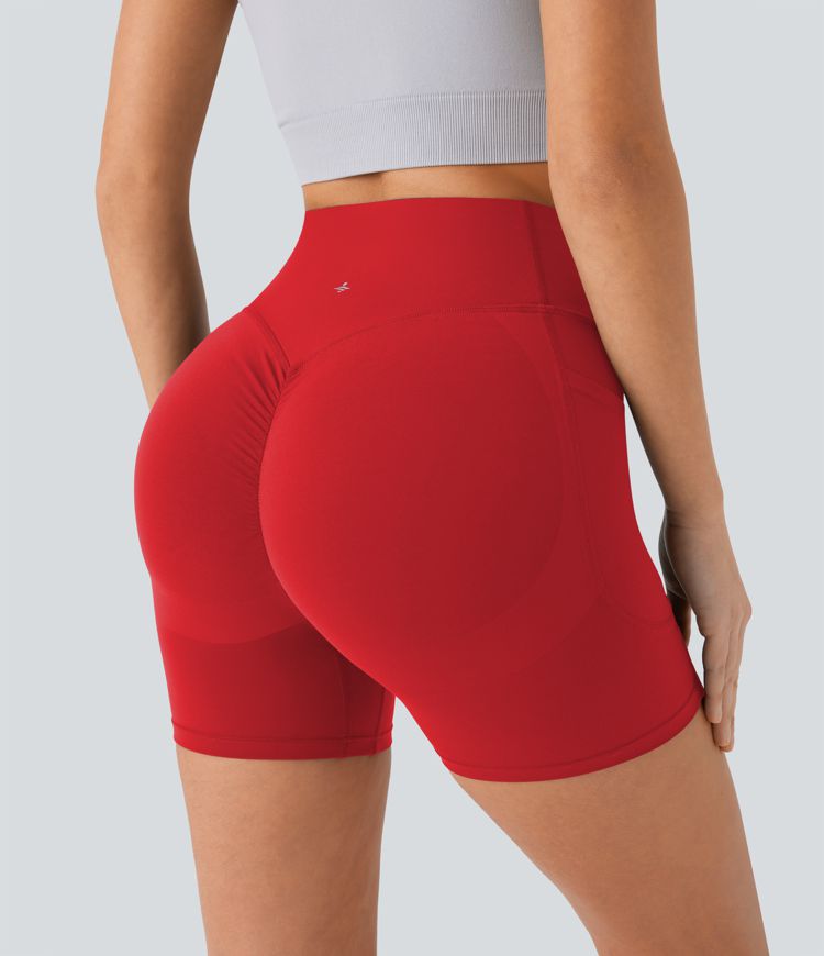 Halara UltraSculpt™ High Waisted Scrunch Butt Lifting Tummy Control Pocket Shaping Workout Biker Shorts 5''