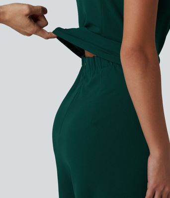 Combinaison de travail sans manches à encolure bateau, résistante aux plis, à nouer sur les côtés, avec poches — Easy Peezy