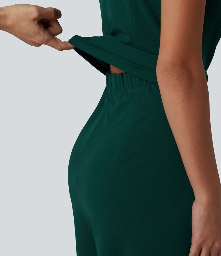 Combinaison de travail sans manches à encolure bateau, résistante aux plis, à nouer sur les côtés, avec poches — Easy Peezy