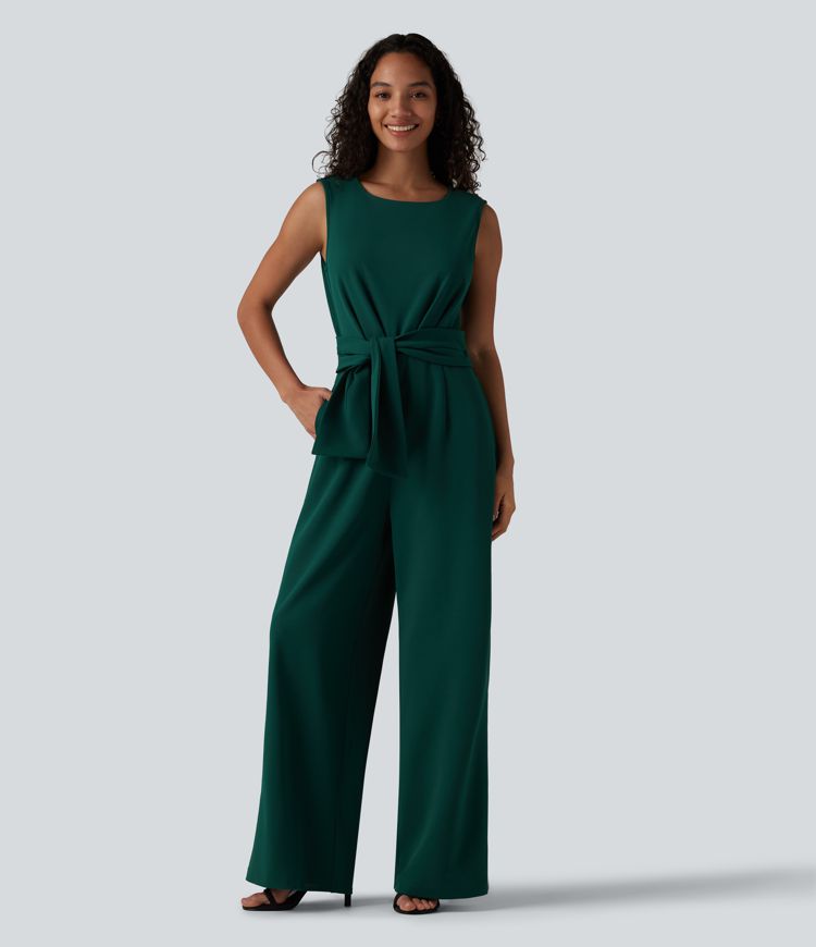 Combinaison de travail sans manches à encolure bateau, résistante aux plis, à nouer sur les côtés, avec poches — Easy Peezy