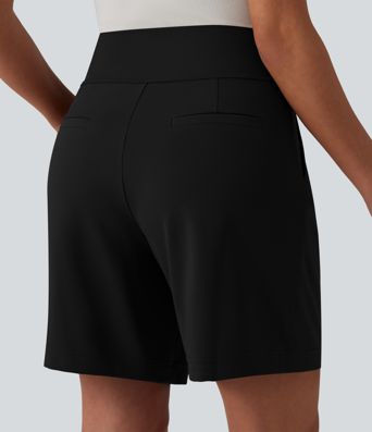 DayStretch High Waisted Work Baggy Shorts 7'' with Pockets