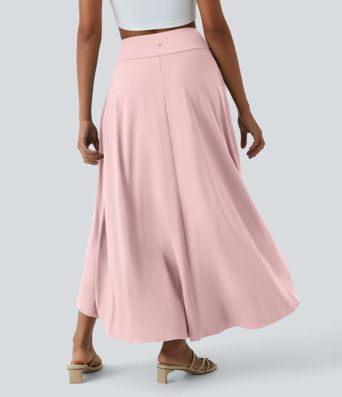 Breezeful™ High Waisted High Low Ruffle 2-in-1 Flowy Quick Dry Casual Regular Women Long Maxi Skirt