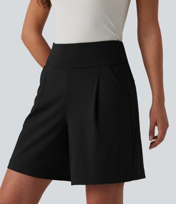 DayStretch High Waisted Work Baggy Shorts 7'' with Pockets