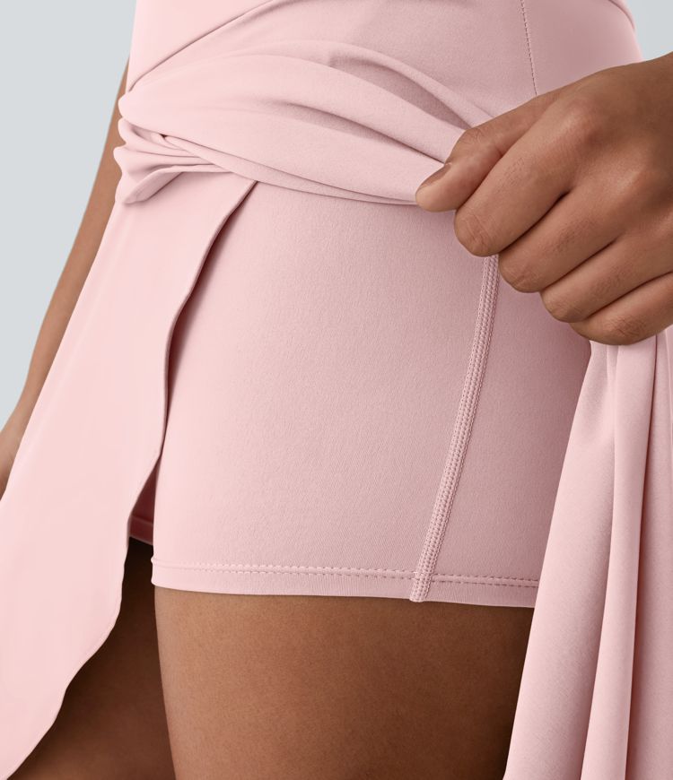 Breezeful™ High Waisted High Low Ruffle 2-in-1 Flowy Quick Dry Casual Regular Women Long Maxi Skirt