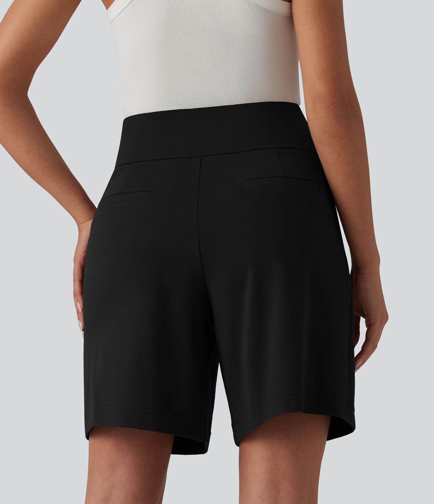 DayStretch High Waisted Work Baggy Shorts 7'' with Pockets