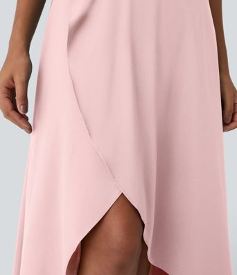 Breezeful™ High Waisted High Low Ruffle 2-in-1 Flowy Quick Dry Casual Regular Women Long Maxi Skirt