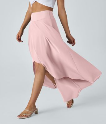 Breezeful™ High Waisted High Low Ruffle 2-in-1 Flowy Quick Dry Casual Regular Women Long Maxi Skirt