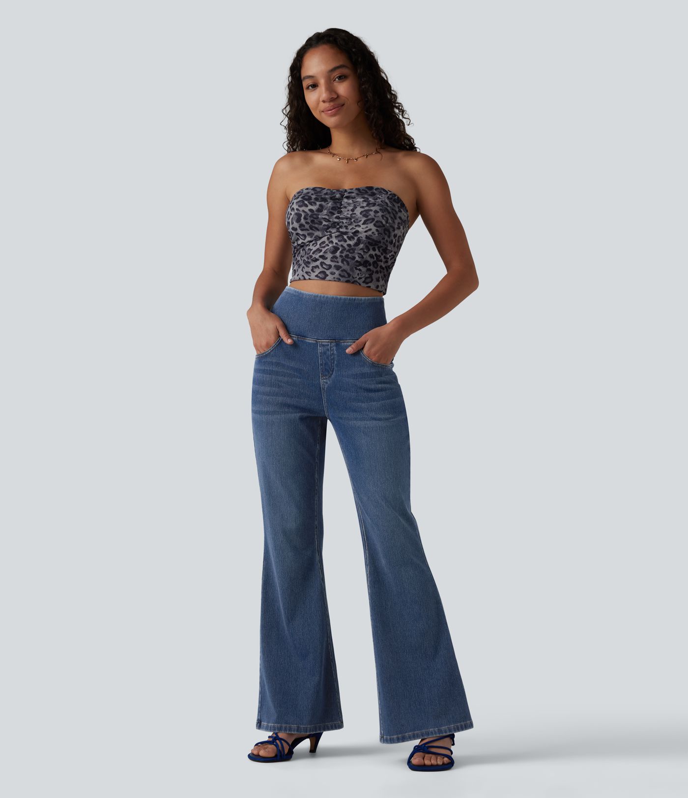 Halara Flex™ High Waisted Tummy Control Flare Casual Jeans with Pockets