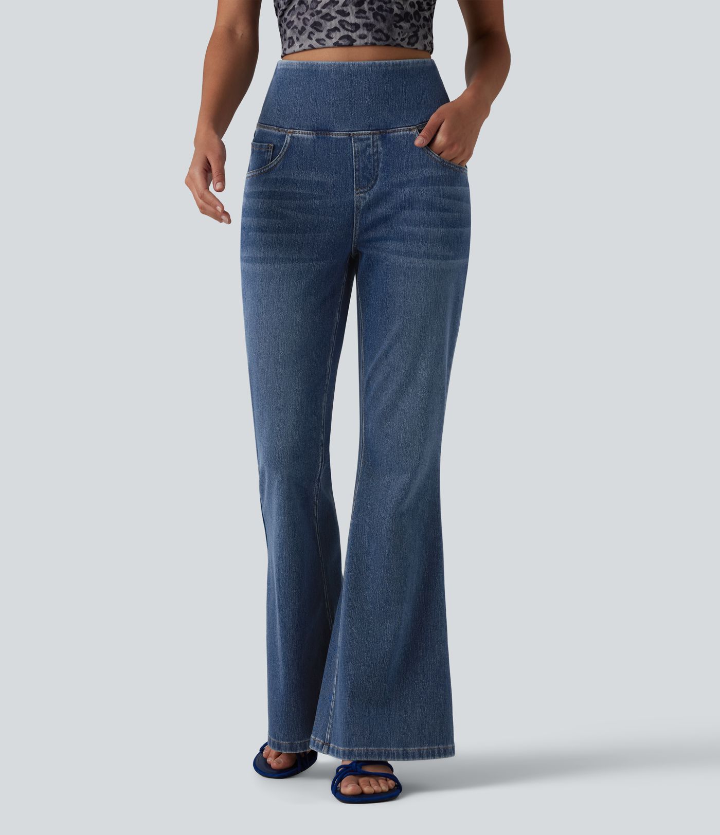 Halara Flex™ High Waisted Tummy Control Flare Casual Jeans with Pockets