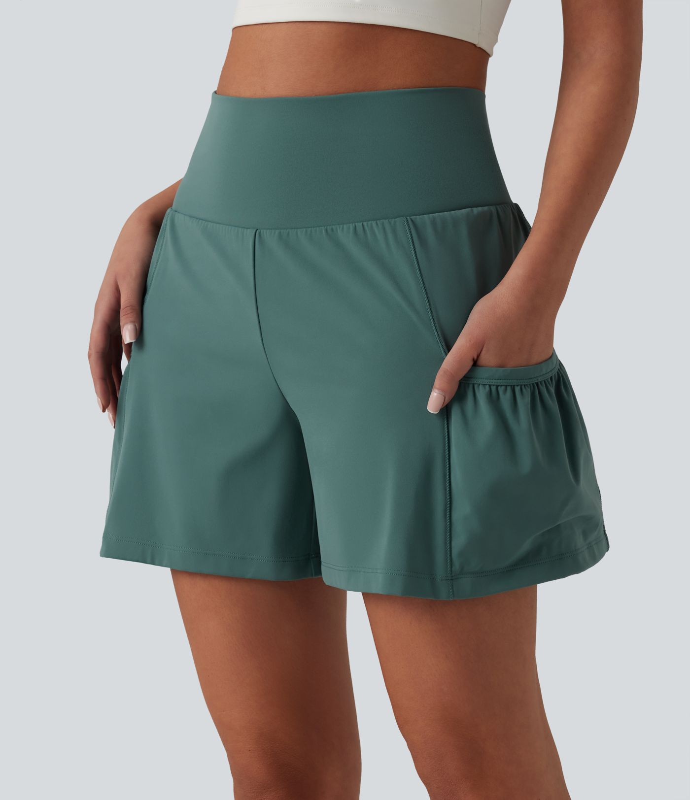 SoftlyZero™ Airy High Waisted Tummy Control 2-in-1 Cool Touch Workout Shorts 5'' with Pockets