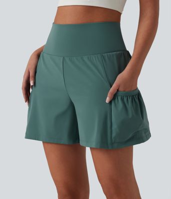 SoftlyZero™ Airy High Waisted Tummy Control 2-in-1 Cool Touch Workout Shorts 5'' with Pockets