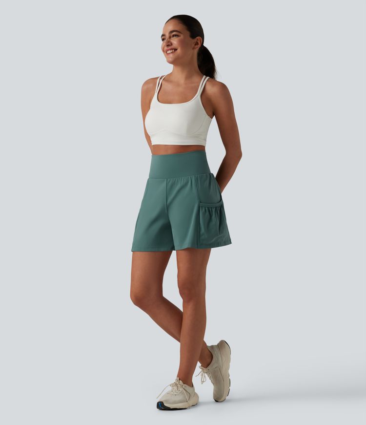 SoftlyZero™ Airy High Waisted Tummy Control 2-in-1 Cool Touch Workout Shorts 5'' with Pockets