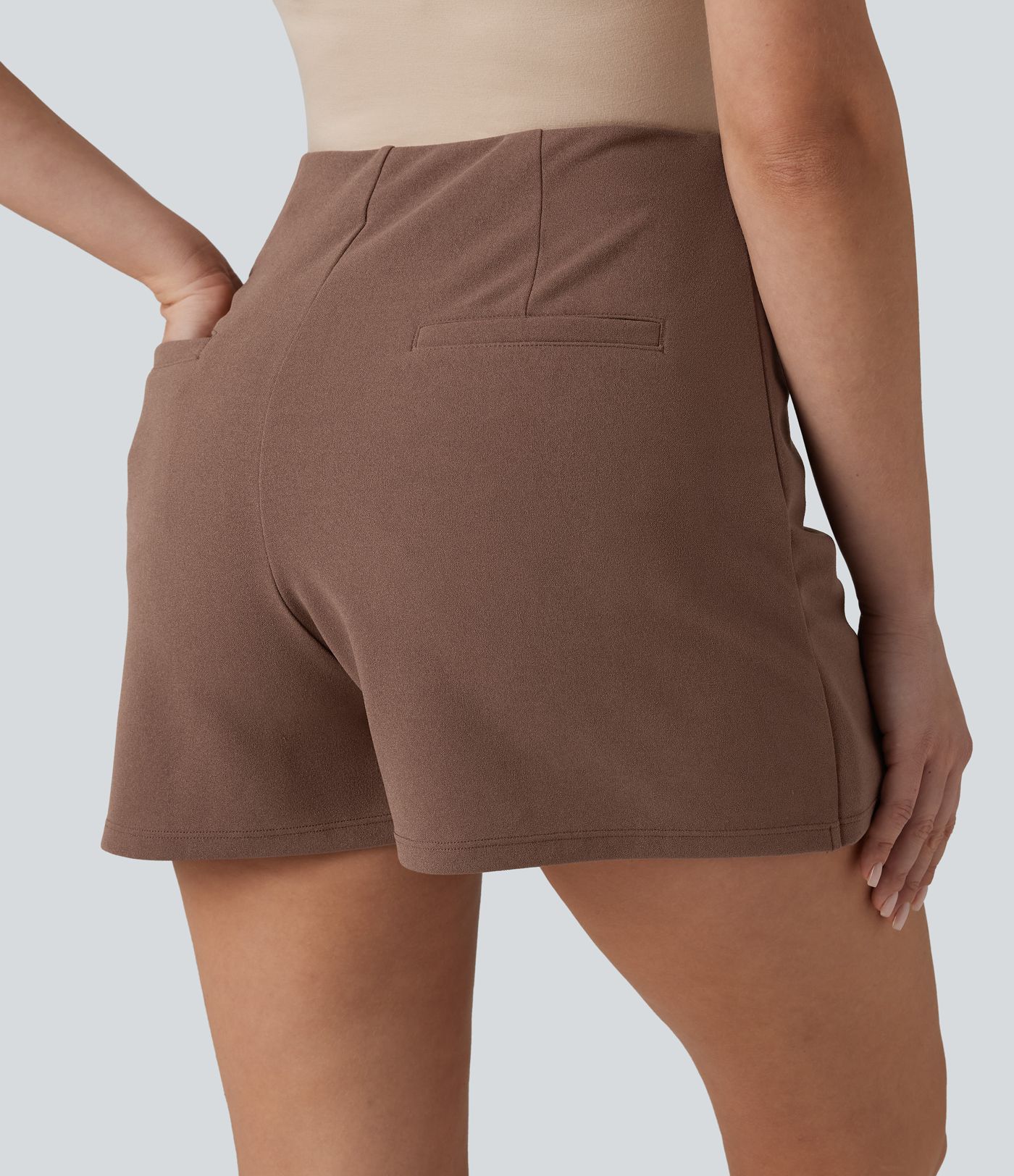 Wrinkle-resistant High Waisted Split A-line Work Skort with Pockets