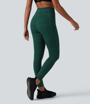 Halara UltraSculpt™ Check Plaid Print High Waisted Drawstring Yoga Leggings with Pockets