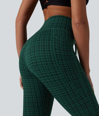 Halara UltraSculpt™ Check Plaid Print High Waisted Drawstring Yoga Leggings with Pockets