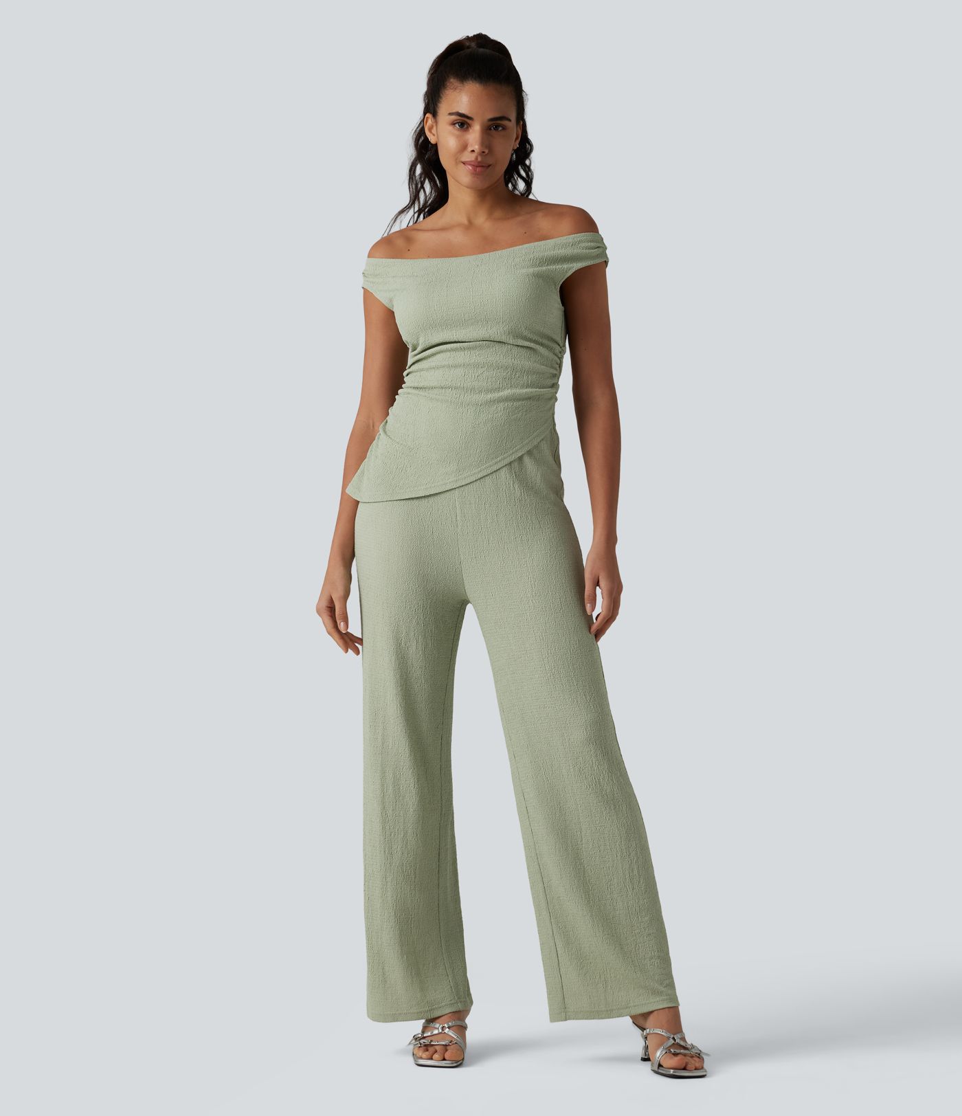 Off Shoulder Built-in Bra Casual Jumpsuit-Easy Peezy Edition