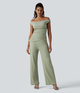 Off Shoulder Built-in Bra Casual Jumpsuit-Easy Peezy Edition