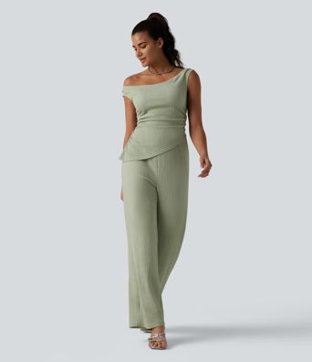 Off Shoulder Built-in Bra Casual Jumpsuit-Easy Peezy Edition