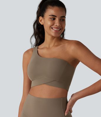 Halara UltraSculpt™ Low Support One-Shoulder Crossover Hem Built-in Bra Yoga Sports Bra