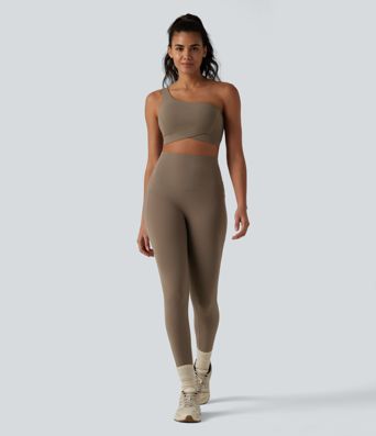 Halara UltraSculpt™ Low Support One-Shoulder Crossover Hem Built-in Bra Yoga Sports Bra