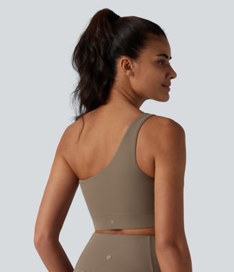 Halara UltraSculpt™ Low Support One-Shoulder Crossover Hem Built-in Bra Yoga Sports Bra