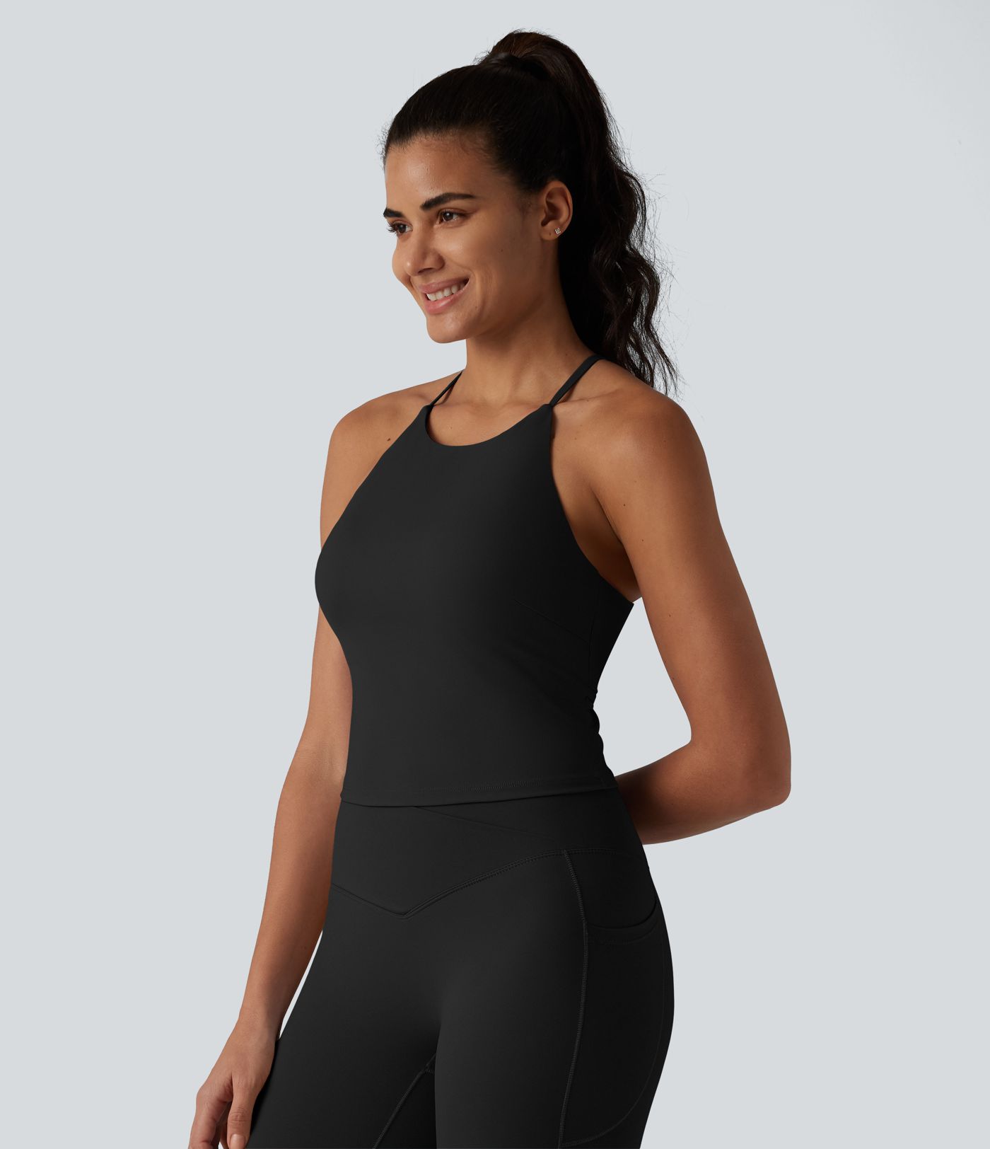 SoftlyZero™ Airy Racerback Built-in Bra Cool Touch Yoga Tank Top with Pockets-UPF50+