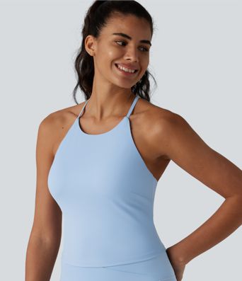SoftlyZero™ Airy Racerback Built-in Bra Cool Touch Yoga Tank Top with Pockets-UPF50+