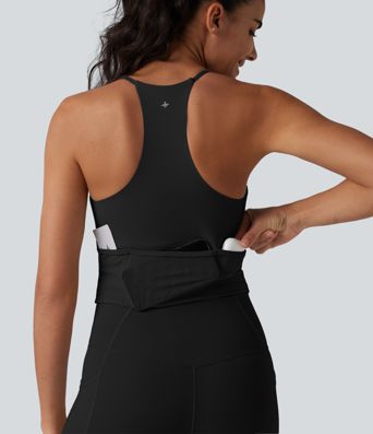 SoftlyZero™ Airy Racerback Built-in Bra Cool Touch Yoga Tank Top with Pockets-UPF50+