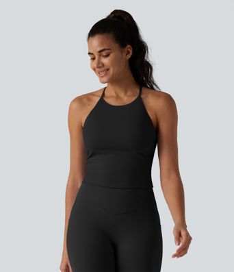 SoftlyZero™ Airy Racerback Built-in Bra Cool Touch Yoga Tank Top with Pockets-UPF50+