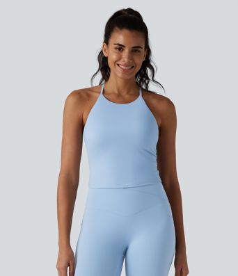 SoftlyZero™ Airy Racerback Built-in Bra Cool Touch Yoga Tank Top with Pockets-UPF50+