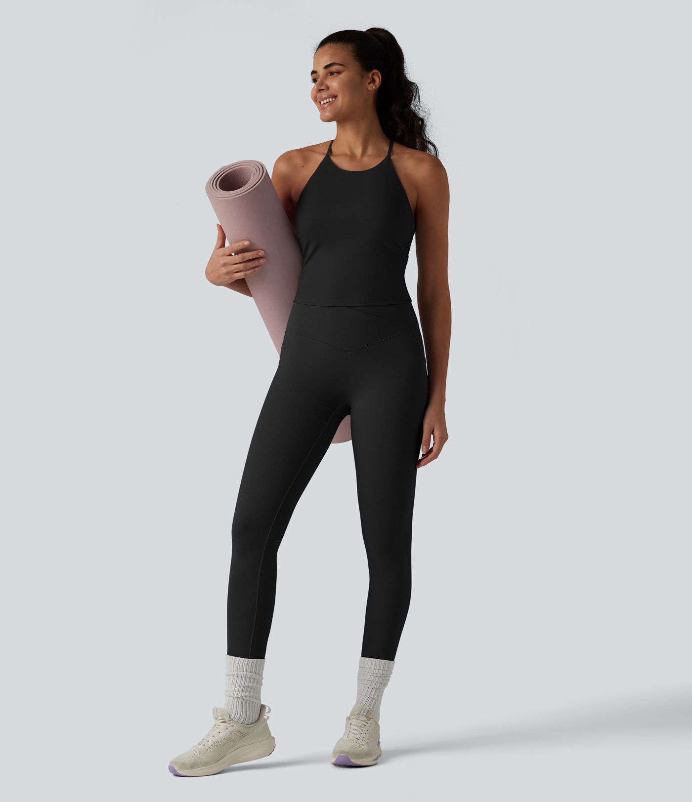 SoftlyZero™ Airy Racerback Built-in Bra Cool Touch Yoga Tank Top with Pockets-UPF50+