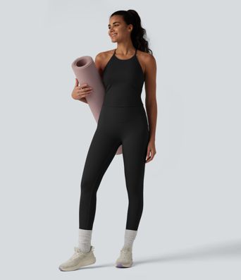 SoftlyZero™ Airy Racerback Built-in Bra Cool Touch Yoga Tank Top with Pockets-UPF50+