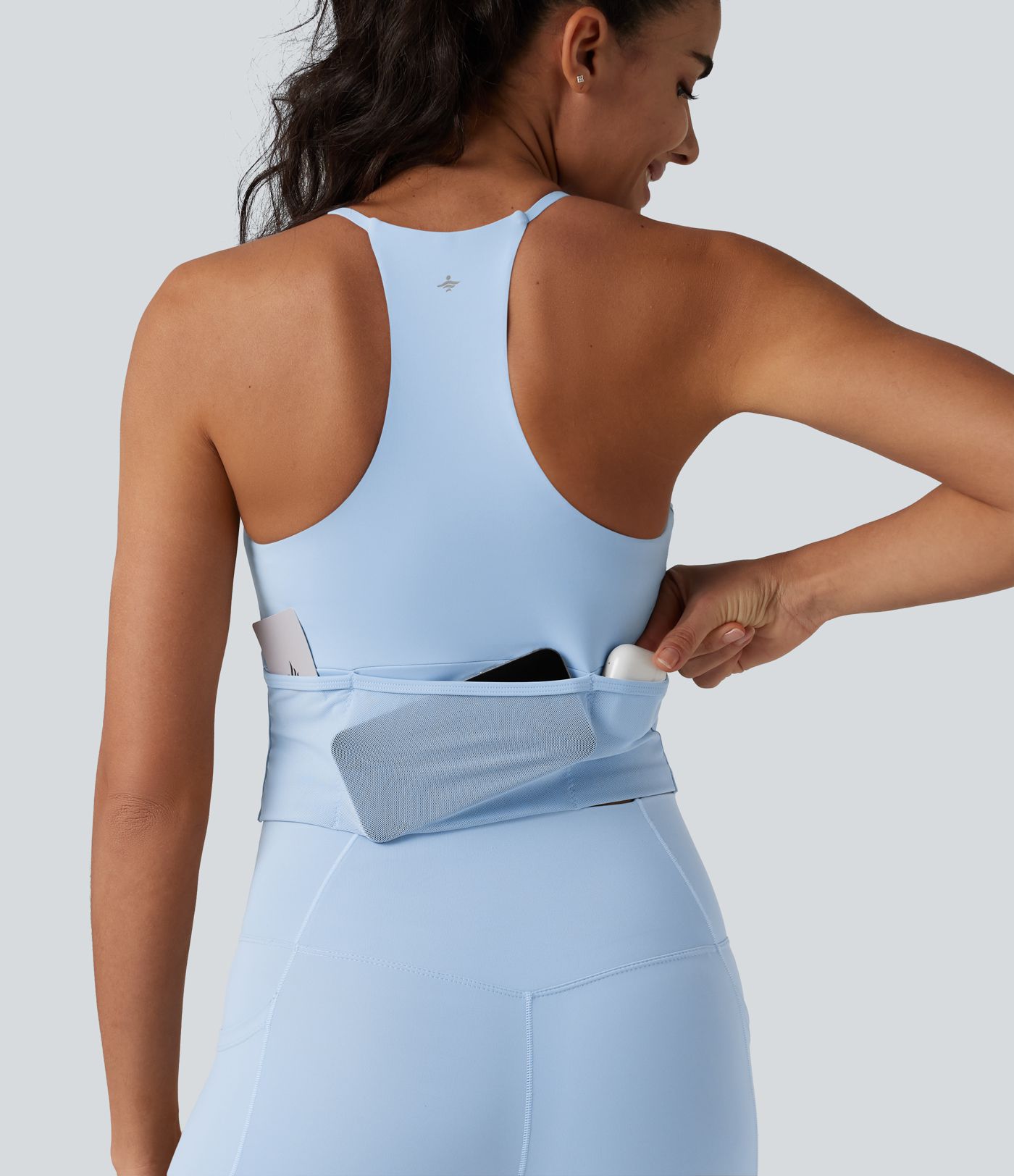 SoftlyZero™ Airy Racerback Built-in Bra Cool Touch Yoga Tank Top with Pockets-UPF50+