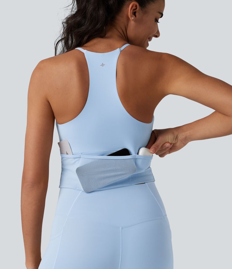 SoftlyZero™ Airy Racerback Built-in Bra Cool Touch Yoga Tank Top with Pockets-UPF50+
