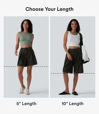 Lässige Shorts mit mittelhohem Bund, Seitentaschen und Leopardenmuster - 25,4 cm