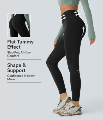 Yoga Legging Taille Mi-Haute avec Contrôle du Bentre et Effet Lifting des Fesses
